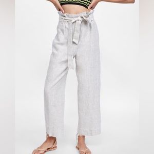 Linen Cream Culotte Trousers